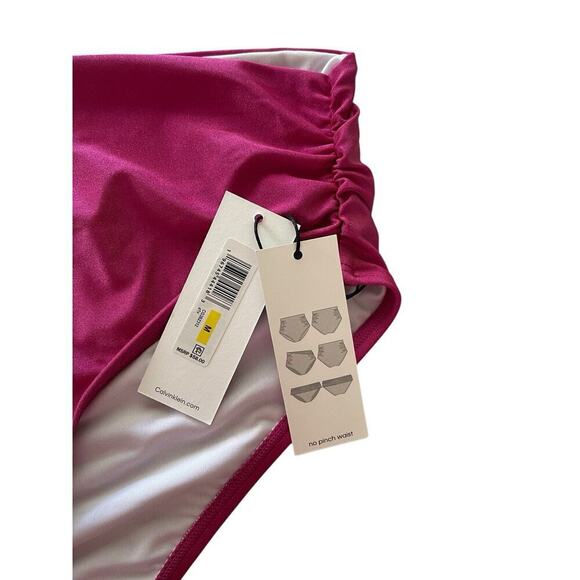 Calvin Klein Bikini Bottoms Convertible Shimmer Fuchsia Pink Size M NWT $58 - Picture 3 of 4